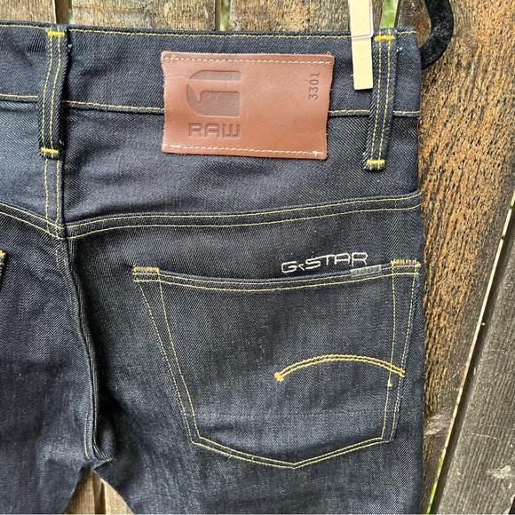 G-Star Raw Men’s 3301 Low Tapered Button Fly Dark Wash Jeans NWOT Sz 30 X 30 - Picture 5 of 16